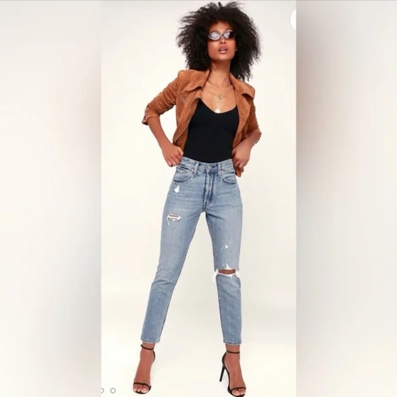 Levi's 501S Skinny Fit Light Blue Distressed Jeans - Picture 2 of 6